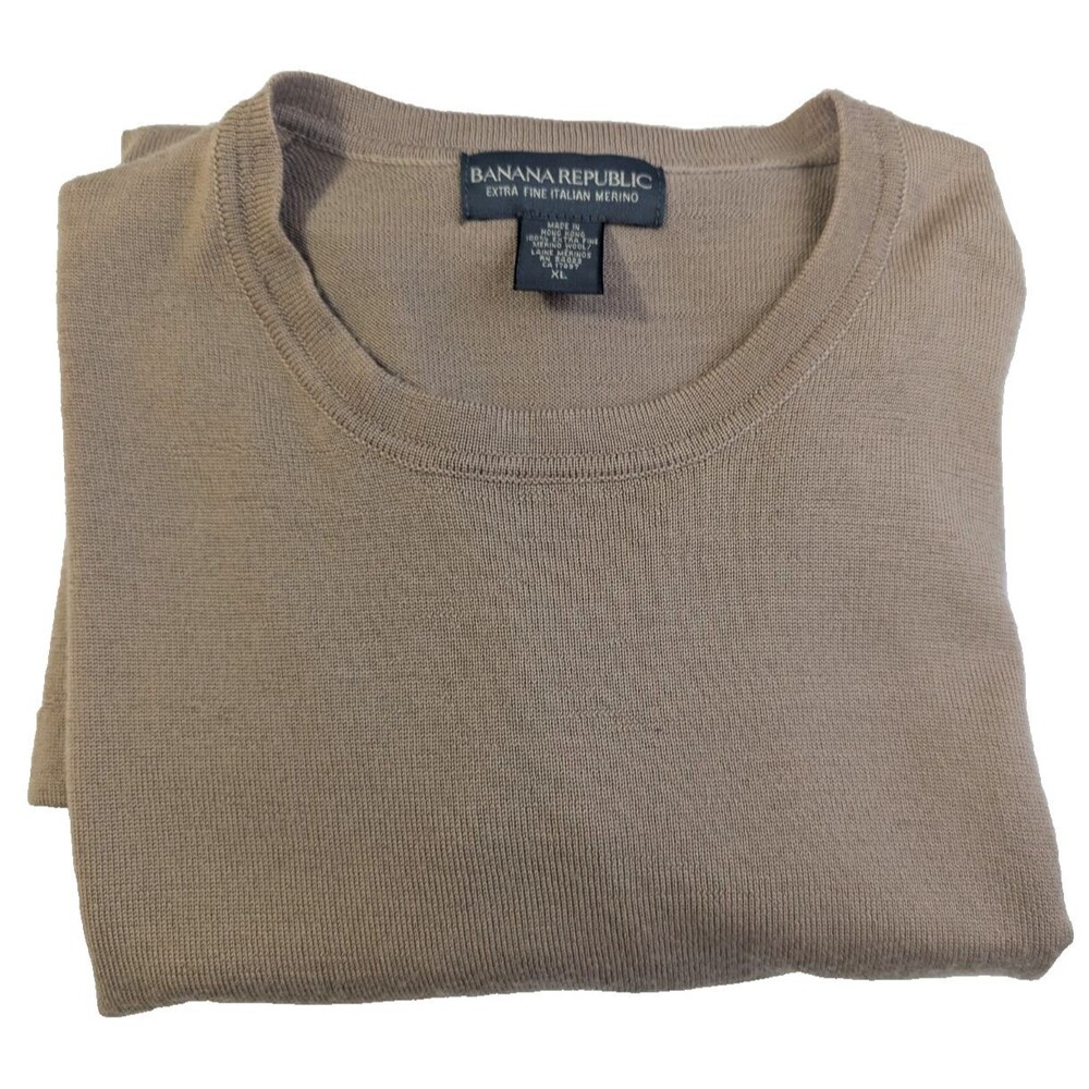 Banana Republic Extra Fine Italian Wool Sweater Men's XL  Tan